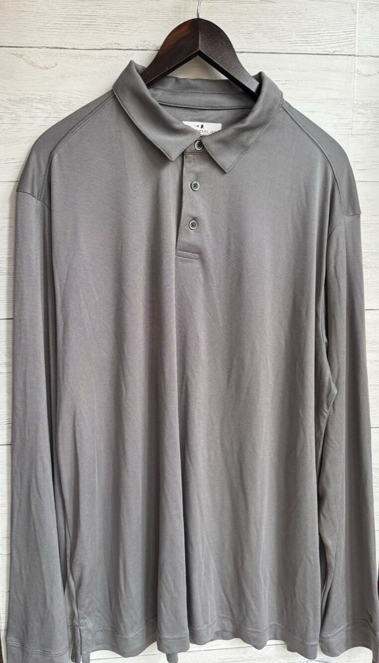 GrandSlam Performance NWT Gray Checked Men's Long Sleeve Polo Shirt XL